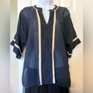 J. Crew sheer navy popover blouse size 4